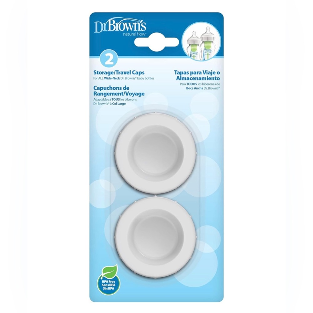 2 Storage/Travel Caps for ALL Wide-Neck Dr. Brown’s baby bottles
